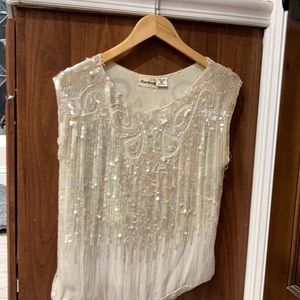 Vintage “Star Group” ivory sequined beaded blouse